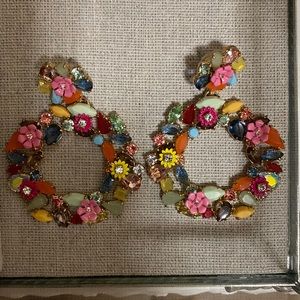 J. Crew floral hoop earrings